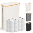thumbnail image 1 of Cesta de almacenamiento de papel higiénico Odonata, grande, con tapa, color beige, 49 L, 1 of 8