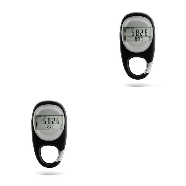 Naiovety Podómetro de inducción para caminar 3D Seguimiento preciso del ejercicio Contador de pasos Equipo de calorías Correr al aire libre Jogging Negro 2piezas