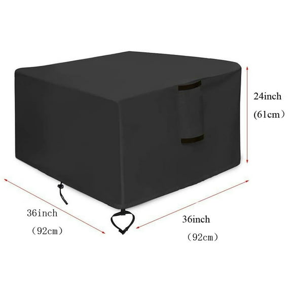 36x36x24 Inch Square Fire Pit Cover Heavy Duty 420D Oxford Fabric Waterproof All Weather Protection for Outdoor Fire Pit Table for Patio Backyard Garden Use with Adjustable Straps Black