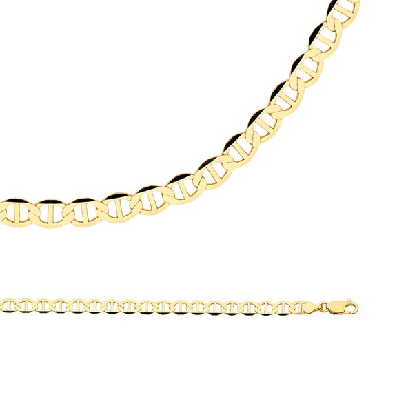 Mariner Necklace Solid 14k Yellow Gold Chain Flat Anchor Wide Link Heavy Genuine 5.5 mm 20 inch