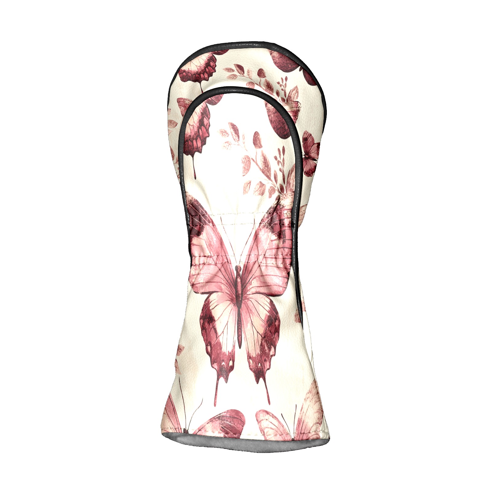 Golf Club Covers PU Leather Waterproof Head Covers for Fairway Woods Hybrids Rose-red Butterfly