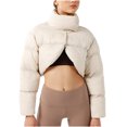 thumbnail image 2 of Pntutb Moda para Mujer Cuello Alto Color Sólido Cardigan Grueso Abrigo Corto De Algodón Selecciones De Flash Pntutb Pntutb-6329, 2 of 9