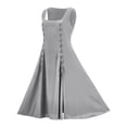 thumbnail image 3 of Kilaqueen High Waisted Womens Renaissance Dress Vintage V Neck Trumpet Sleeve Gothic Dress Tunic Waisted Halloween Costume Floor Length Gothic Mesh Gown, 3 of 8