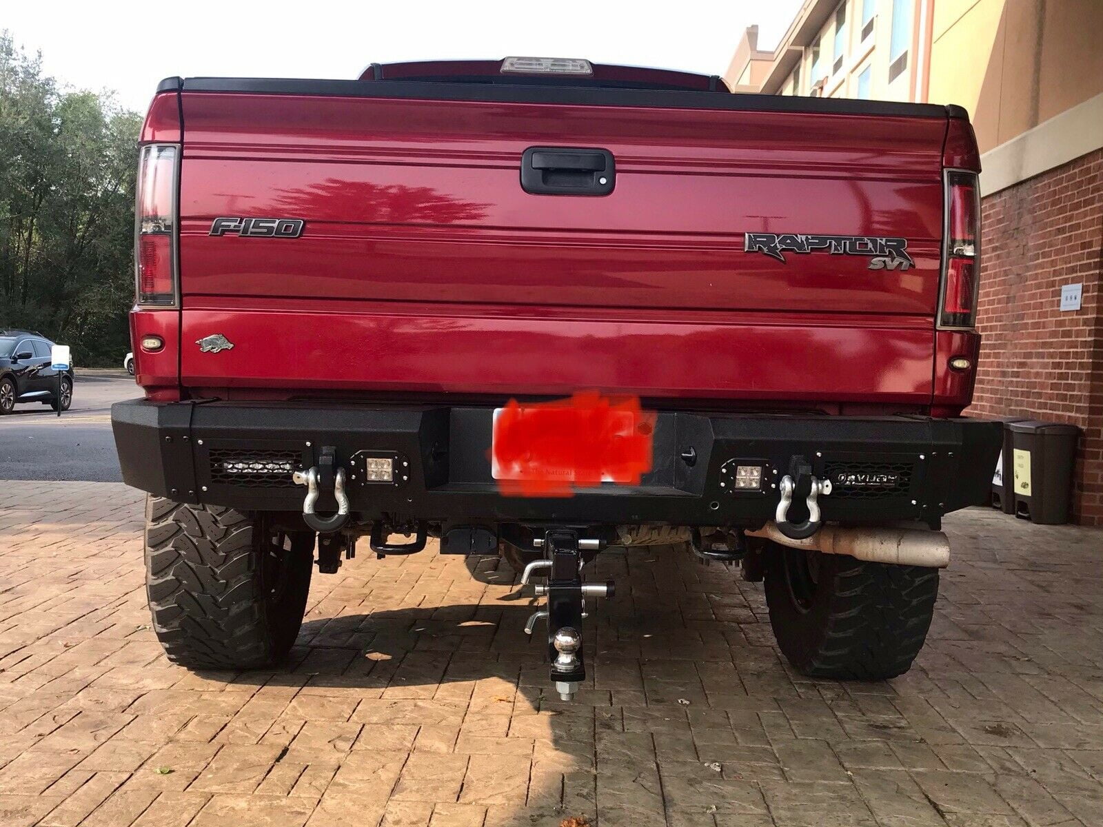 Vijay Compatible with 2010-2011-2012-2013-2014 Ford F150 Raptor Front and Rear Bumper Textured Black Steel with Light and D-ring