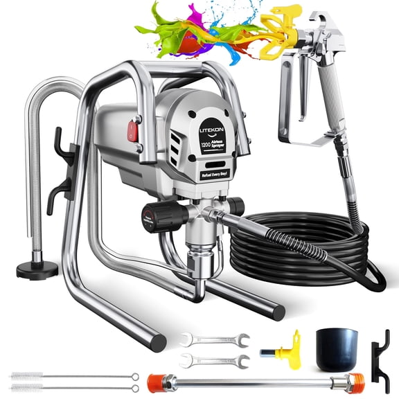 1200W Heavy-Duty Airless Paint Sprayer, 3300PSI High Pressure & 1.2L/Min High Flow for Fast Painting, Up to 30% More Coverage with Less Overspray, for Interior/Exterior Walls, Fences, Furniture