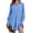 Blue, variant on Long Sleeve Women Casual Button Down Shirt Dress Collared Pleated Swing Mini Dresses