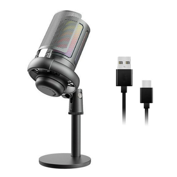 Zeiwohndc USB Gaming Microphone For PC With Color Lighting And Mute Functionality