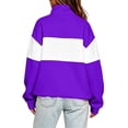 thumbnail image 6 of HAiming Women's Sweatshirts Long Sleeve Color Block Quarter Zip Mock Neck Casual Trendy Shirts Fall Winter Workout Tops, 6 of 8