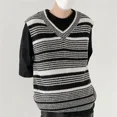 thumbnail image 3 of Suéter de punto a rayas, chaleco masculino, ropa para hombre, azul, sin mangas, cuello en V, estilo coreano, tendencia primavera otoño 2024, Maletry AX, 3 of 5