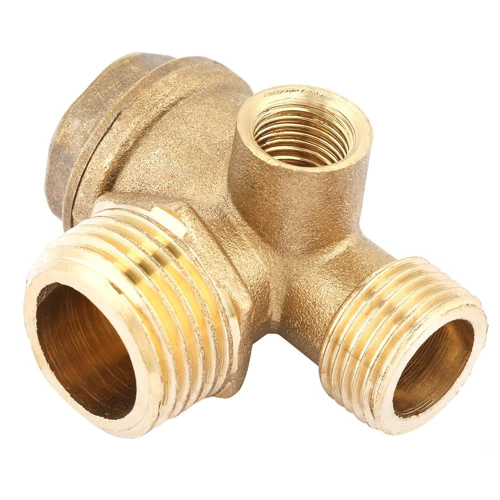 Air Compressor 3-Port Brass Male Threaded Check Valve Connector  Vehicle Tool 