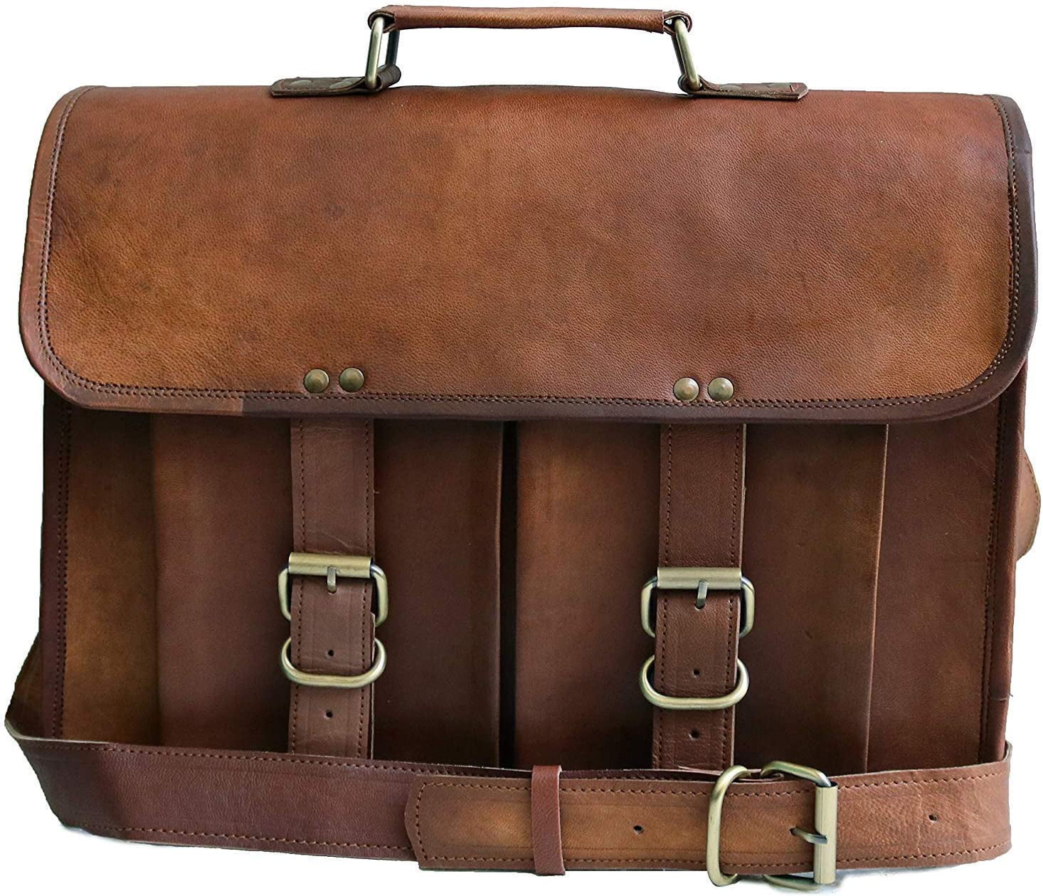 All Leather Messenger Bag Computer Distressed Brown Satchel Briefcase Laptop Bag 