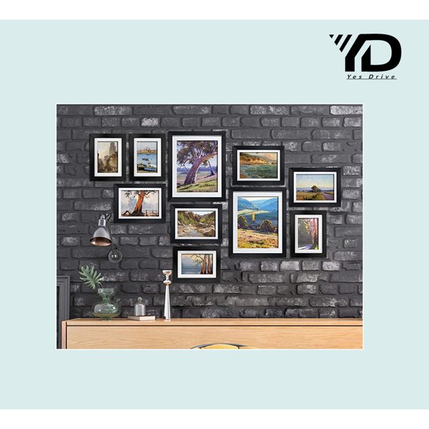 Multi Picture Frames with Mat for Multiple Sizes Photos, Wall or