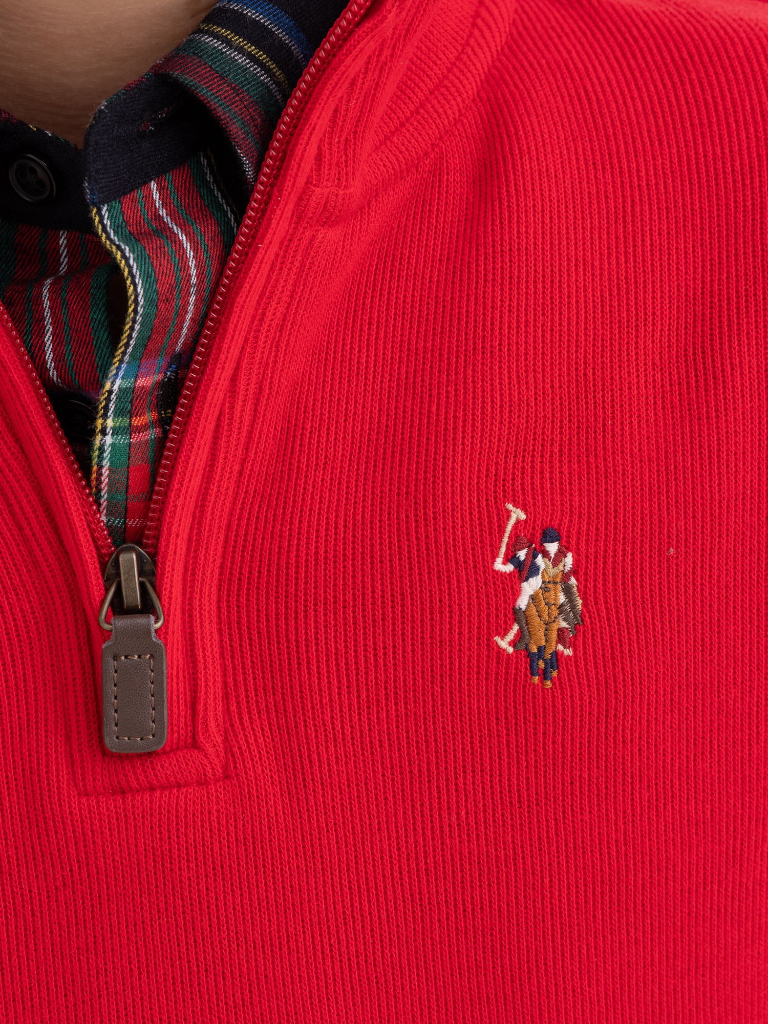 U.S. Polo Assn. Boys Flatback Rib Quarter Zip, Sizes 4-18