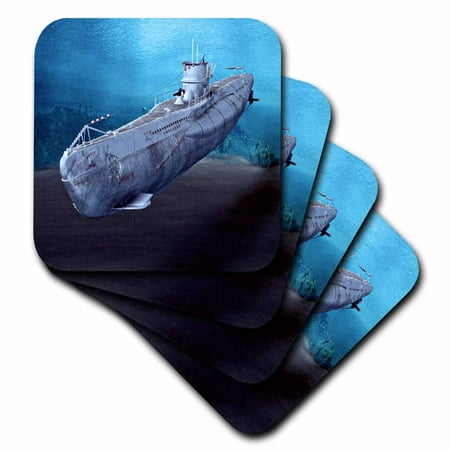 

3dRose Military Submarine Soft Coasters set of 4