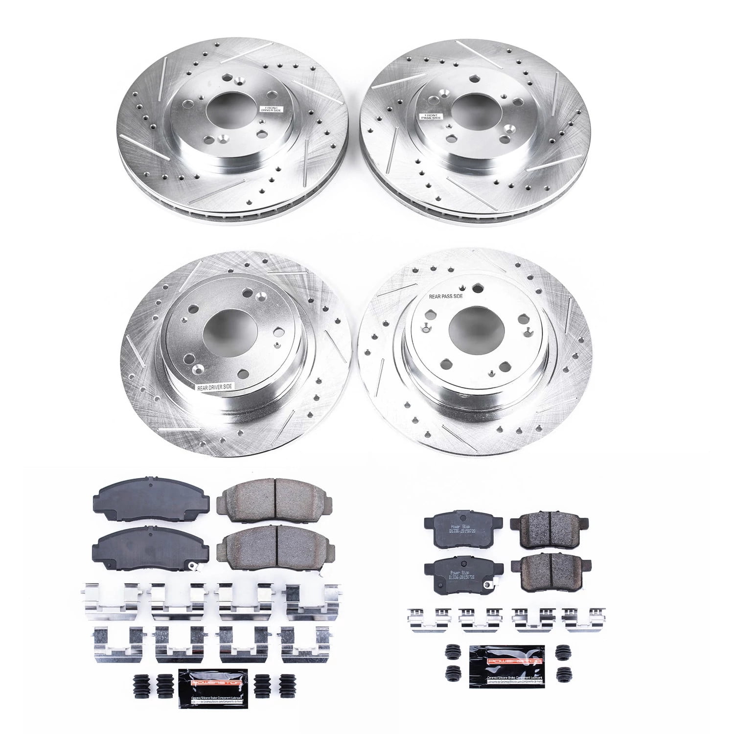 PowerStop Front and Rear Z23 Evolution Sport Carbon-Fiber Ceramic Brake Pad and Drilled & Slotted Rotor Kit Fits: ACURA HONDA Select Models K2742