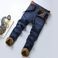 thumbnail image 4 of ANINEO Men Thermal Trousers Snow Pants Teddy Warm Lined Winter Trousers Straight Leg Plush Thermal Jeans Solid Color Stylish Male Slacks, 4 of 9