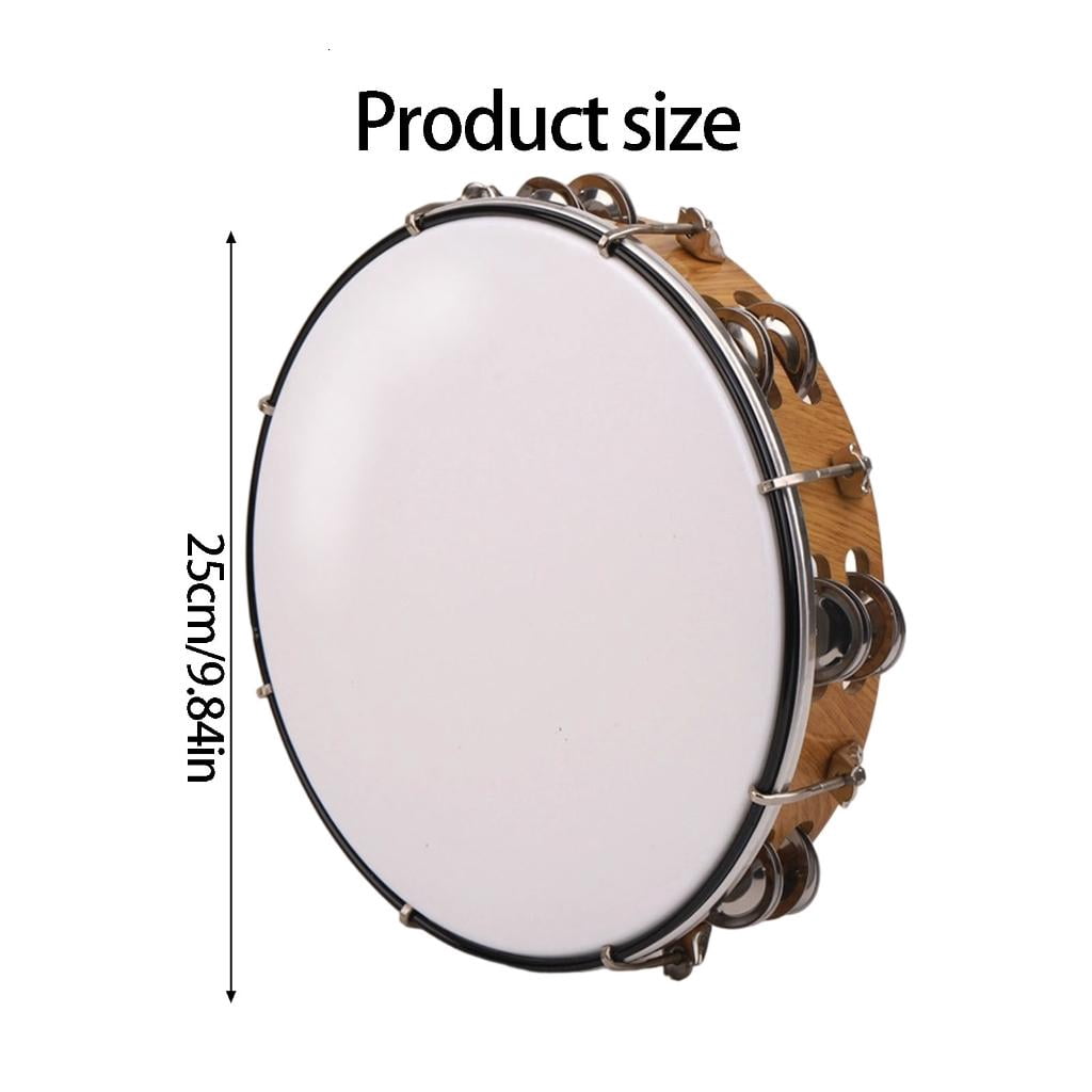 Yihuala 10inch Bells Drum Handheld Tambourine Freestyles Hand Bells Musical Percussion Instrument for Family Tambourine