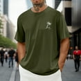 thumbnail image 4 of LUOGENLI T-shirts pour Homme pour Hommes T-shirts Graphiques Vintage T-shirts à Imprimé Floral et Lettrage Col Rond Manches Courtes T-shirts Décontractés d'Été Mode Urbaine Vert Armée P, 4 of 7