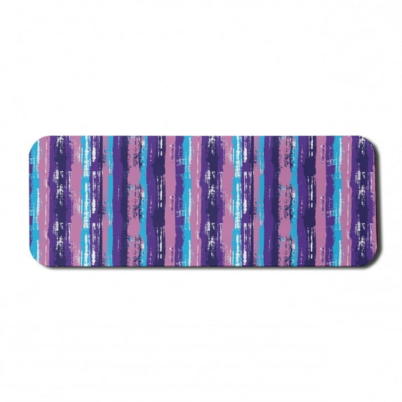 Modern Computer Mouse Pad, Abstract Vertical Brushstroke Paint Stripes Uneven Hatch Ink Style, Rectangle Non-Slip Rubber Mousepad Large, 31" x 12" Gaming Size, Pink Dark Purple Sky Blue, by Ambesonne