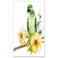 thumbnail image 2 of Parrot with Flowers Watercolor - Large Floral Painting Canvas, 2 of 3