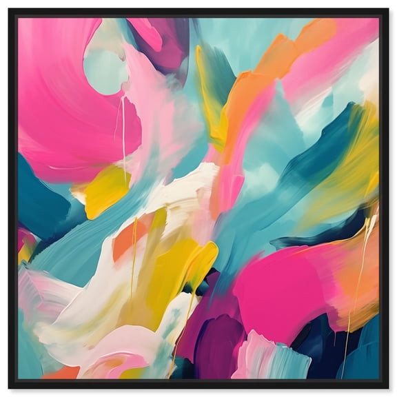 Prismatic Flow Canvas Modern Colorful Print by Art Remedy, Black Frame, 12" x 12"