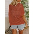 thumbnail image 3 of Womens Summer Scoop Neck Short Sleeve Sweater Casual Crochet Hollow Out Knit Tops Pullover Shirts Beach Coverup Knit Tops, 3 of 4