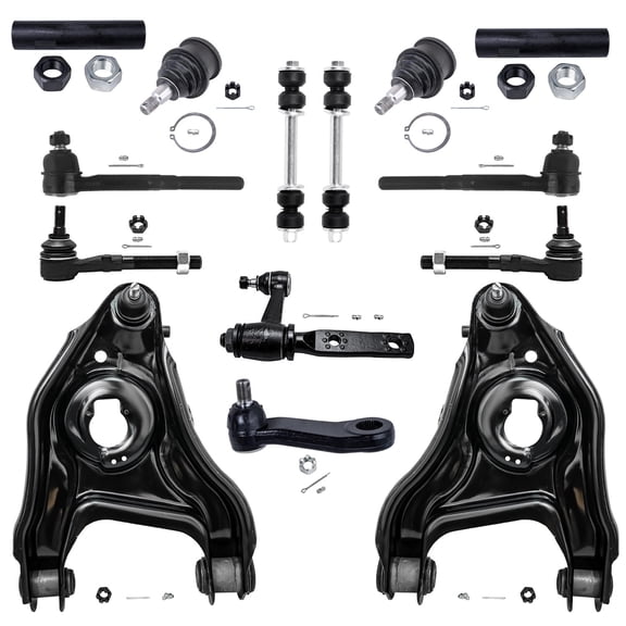 Detroit Axle - New 14-Piece Front Suspension Kit fits 2WD ONLY- (2) Front Lower Suspension Control Arms & Ball Joints, (2) Front Stabilizer Sway Bar End Links - Idler Arm w/ 3.43″ Bolt Pattern