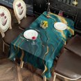 thumbnail image 2 of Teal and Gold Marble Wavy Veins Pattern Rectangle Tablecloth 60"x102",Waterproof Polyester Rectangle Table Cloth, Wipeable Spillproof Polyester Tablecloth for Dining, Camping, Indoor and Outdoor, 2 of 6
