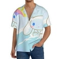 thumbnail image 7 of Lsque Sanrio print Men's Cuban Collar Short Sleeve Shirt Summer Beachwear Casual Button Down Fashionable Vacation Leisure Shirt-4X-Large, 7 of 7