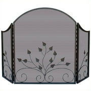 Uniflame #S-1985 Graphite 3-Fold Finish Fire Screen w/ Arch Top and Leaves