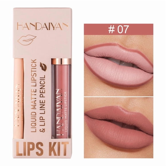 12-color Matte Lip Liner And Lip Gloss Combo