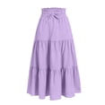 thumbnail image 6 of CUZIBR Youth Girls Skirts Bohemian Solid Color High Waist Casual Ruffled Tiered Flowy Breathable Loose Fit Tunic Long Skirt Summer Comfortable A-Line Vacation Beach Dailywear,Purple,14-15 Years, 6 of 7