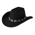 thumbnail image 4 of Cowboy Western Straw Hats - Western Cowboy Hat For Men And Women Turquoise Bohemian Wide Brim Design Party Hat With Chain Fashionable Unisex Accessory,Black,One Size, 4 of 4