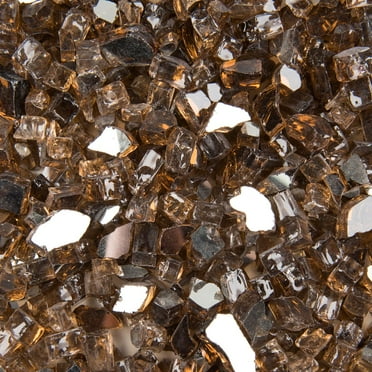 VIVID Heat Vibrant Luster 1/2" Copper Amber Medium - (10 Pound Bag) Reflective Fire Glass for Fireplace and Fire Pit