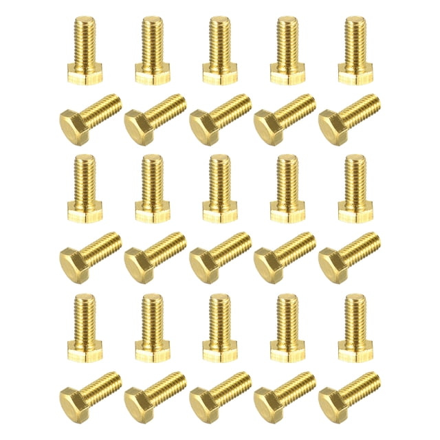 Unique Bargains Brass Hex Bolts, M5x12mm 30 Pack Fully Thread Grade 4.8 Machine Screws