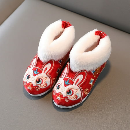 

Cathalem Youth Girl Boots Size 5 Girls Embroidered Shoes Cotton Shoes Hanfu Shoes Children New Year Shoes Ancient Girls Booties A 3.5 Years