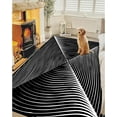 thumbnail image 2 of Black White 3D Illusion Lines Area Rug Optical Illusion Machine Washable Print Thin Rug Low Pile Lightweight Non Slip Carpet, Easy Cleaning Bedroom Living Room Dining Accent Rug 4x5ft, 2 of 6