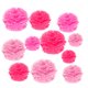 thumbnail image 1 of 12 piezas de papel para colgar papel pompones bola de la boda del banquete de boda decoración al aire libre papel de seda premium pom pom flores kit de artesanía (rosa + rosa + rosa claro), 1 of 5