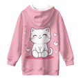 thumbnail image 5 of Psesaysky Girls Long Hoodie Oversized Pullover Sweatshirt Cartoon Kitty Print Long Sleeve Top with Kangaroo Pocket for Fall Winter for 5-6 Years, 5 of 7