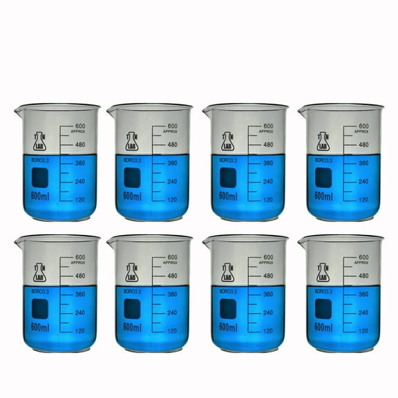 Beaker Borosilicate Glass with Graduations 600 ml 8-Pack