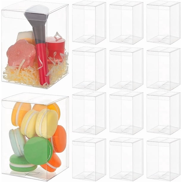 15 cajas de regalo de PVC transparente de 3,15 x 3,15 x 4,7 pulgadas, rectangulares, de plástico transparente, para Navidad, bodas, fiestas, cumpleaños y regalos.
