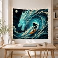 thumbnail image 5 of Ocean Waves Night with Swirling Wave Dominates Curling, Mystical Fantasy for Space Lovers, Galaxy Room Decor, Housewarming Gift, Tapestry Wall Hanging for Bedroom and Dorm, 5 of 7