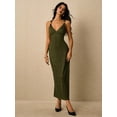 thumbnail image 5 of Women's Backless Spaghetti Strap Camis Long Slip Dress Guest Outfit for Wedding Summer Olive Green L, 5 of 9