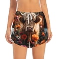 thumbnail image 2 of Yiaed Realistic Flower Cow Print Women's Running Shorts with Liner 3 Zipper Pockets Elastic Workout Athletic Gym Yoga Shorts-X-Large, 2 of 7