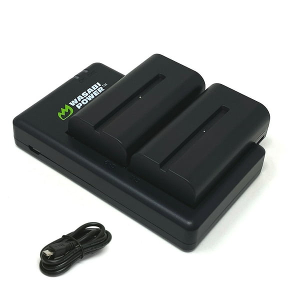 Wasabi Power Battery (2-Pack) and Micro USB Dual Charger for Sony NP-F330, NP-F530, NP-F550, NP-F570 (L Series)