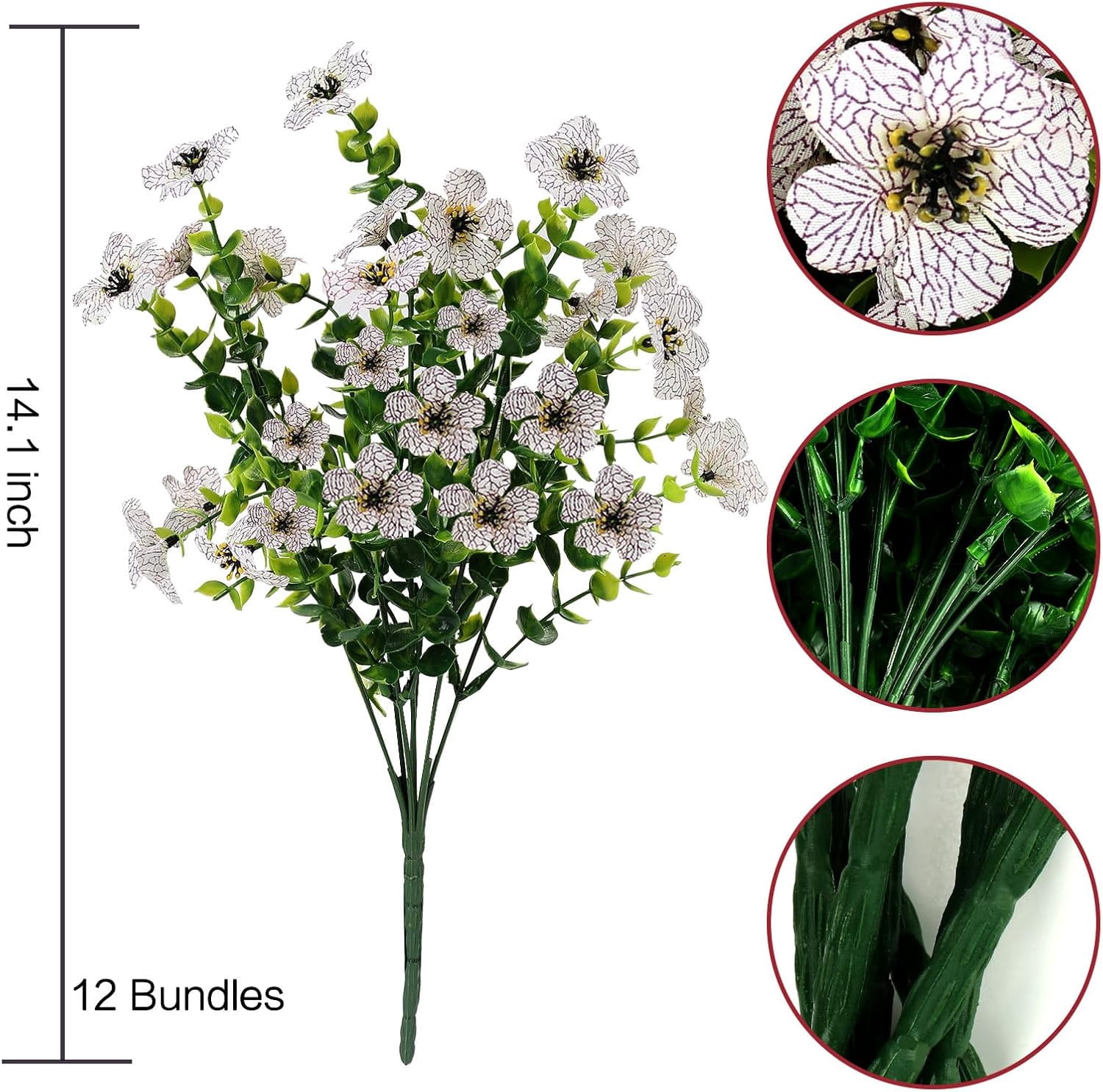 ZOELNIC 12 Bundles Artificial Fake Flowers Outdoors, Realistic UV Resistant Faux Plants with Silk Flowers for Outside Planters Window Box Front Porch Summer Decoration