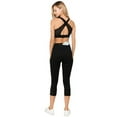 thumbnail image 4 of YELETE Women's Active Jersey Mesh Panel Capri Leggings with Back Zipper Pocket, Black S, 4 of 4
