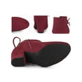 thumbnail image 2 of BLISSFUL STEP Women's Round Toe Block Heels Ankle Booties Burgundy 9, 2 of 5