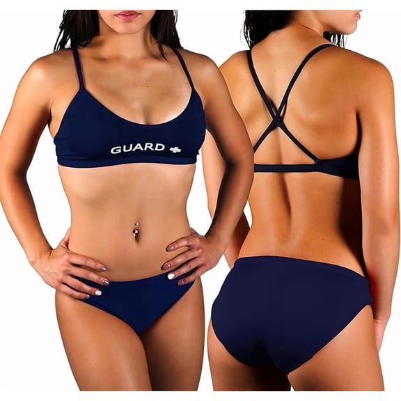 Adoretex Women's Guard Cross Back Workout Bikini, Athletic Guard Two Piece Swimsuit Set for Girls and Women (FGP08) - Navy - X-Large