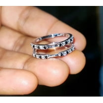 Aishvi Jewels 2ct Round Cut Simulated Black Spinel Enhancer Wedding Ring 14K White Gold Plated,925 Sterling Silver,For Birthday Gift